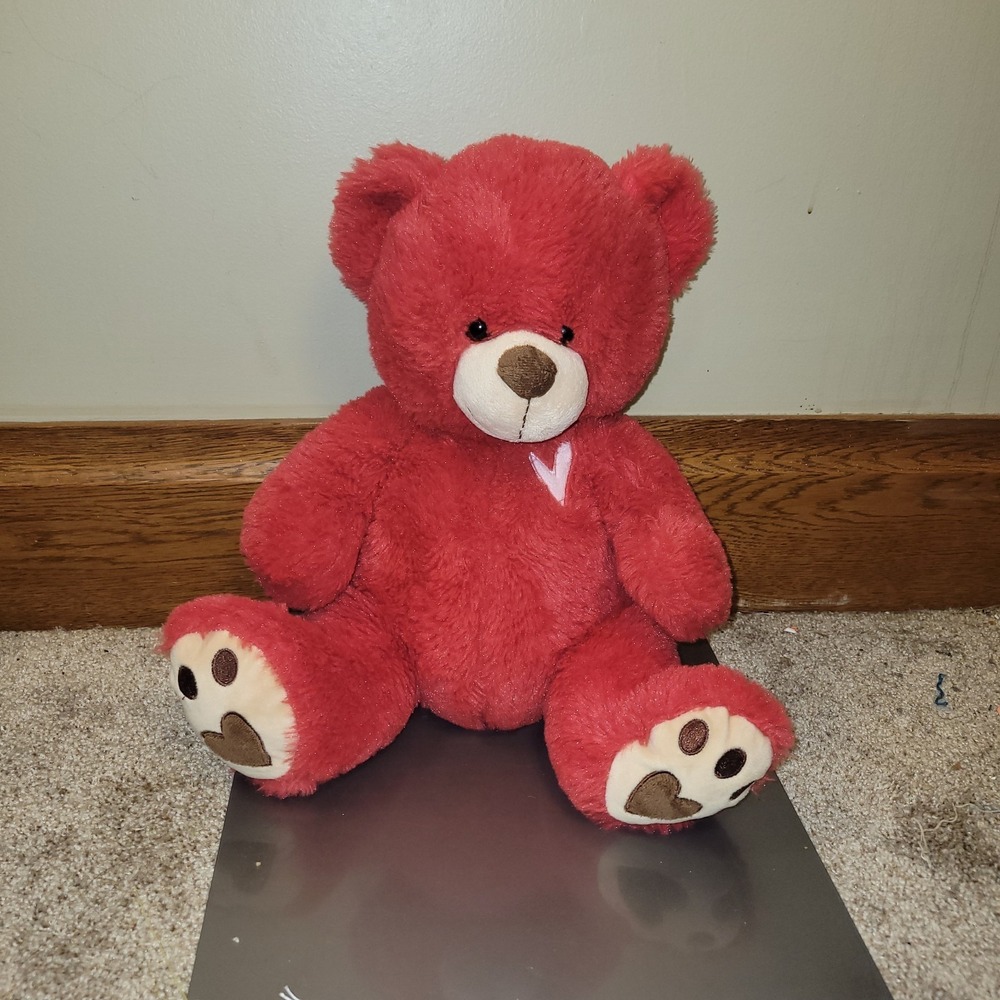 Dan Dee Collector's Choice Red Teddy Bear Plush Pink Heart Heart Paws 11" - Picture 8 of 8